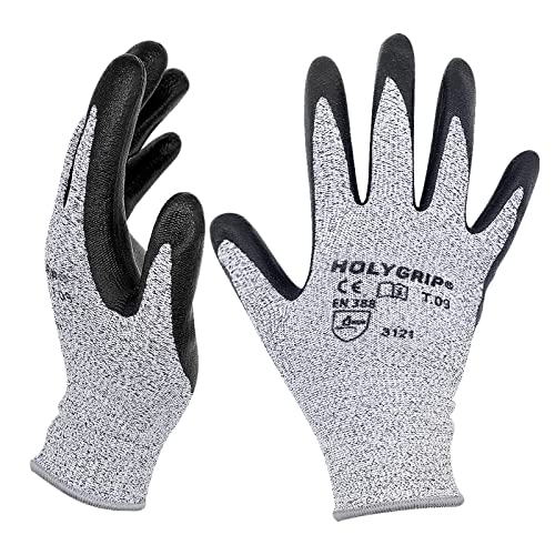 Hochwertige Rutschfeste Arbeitshandschuhe Gartenhandschuhe mit Mikroschaum Nitrilbeschichtung, nahtlose Nylon Strickhandschuhe, Touchscreen Handschuhe mit dehnbarer Passform, 1 Paar - Gr.7 / Medium Cover