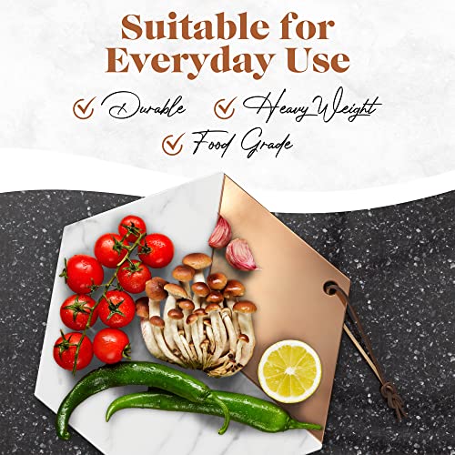 American Atelier Modern Hexagon Shaped Marble Cutting Board | Marble Cutting Boards For Kitchen | Marble Charcuterie Board | Marble Cheese Board | Marble Slab For Cheese, Charcuterie, Bread, & More #TOP4