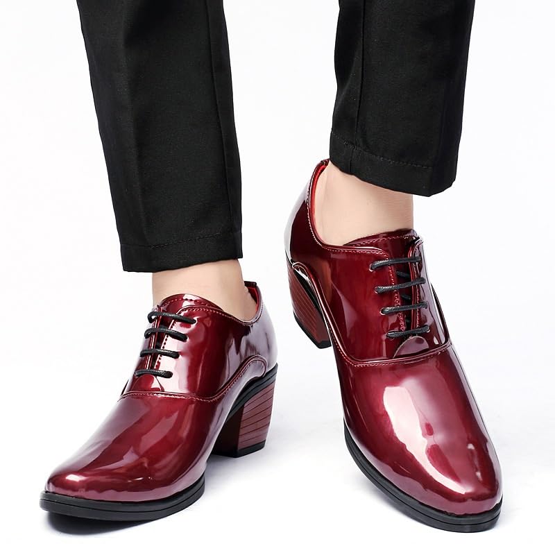 Men's Tuxedo Dress Shoes Mens Retro Comfortable Business Height Increasing Non-Slip Softsole Walking Oxford Shoes Lace Up Pointed Toe Derby Shoes3