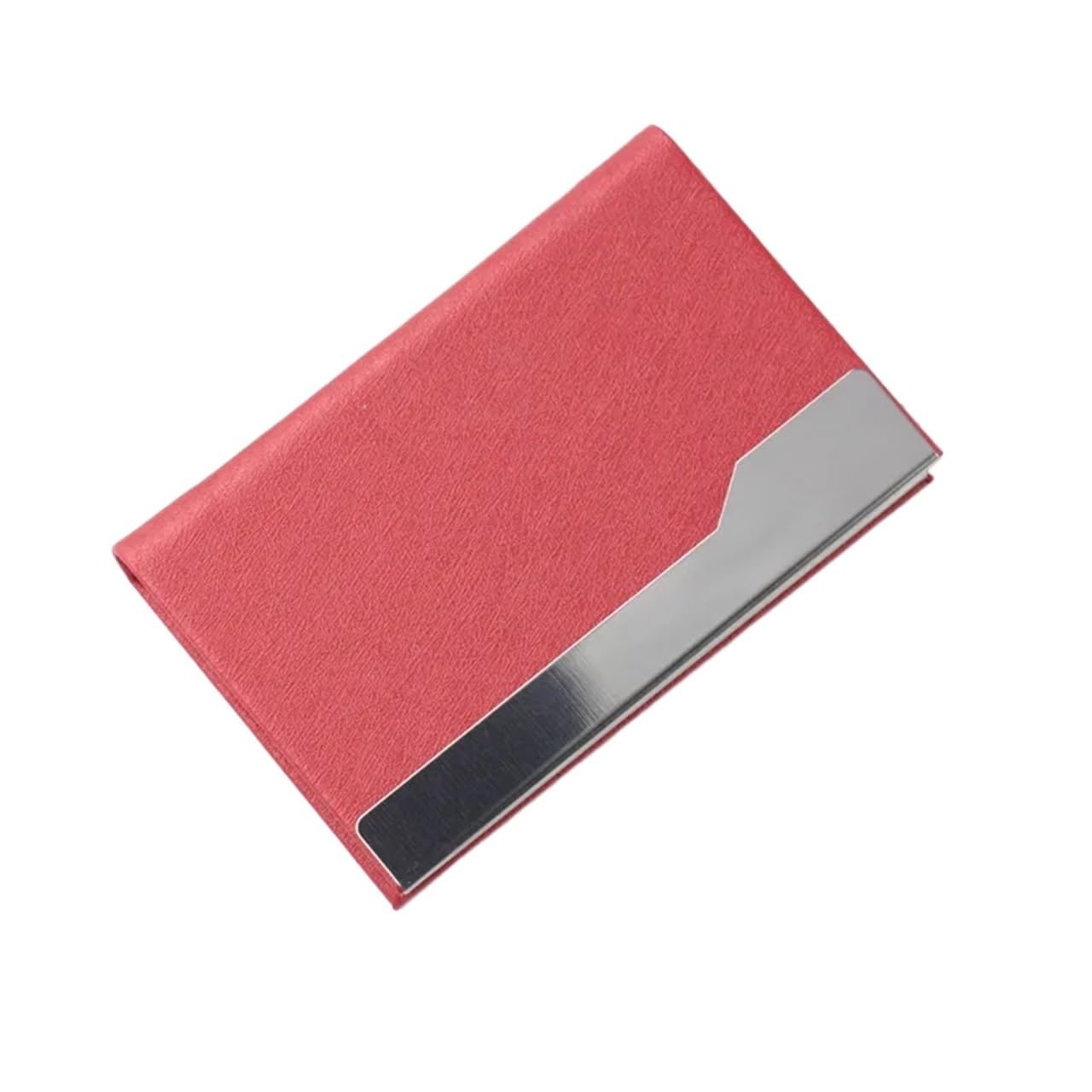 Vaeltor Red 6Pcs Pu Leather Business Card Case Exhibition Gift Stainless Steel Metal Holder(Red)