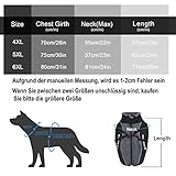 Vivi Bear Hundemantel Grosse Hunde hundemantel wasserdicht Hundekleidung mit Leinenschlaufe weichem Fleece-Nackenschutz geeignet (Black, 5XL)
