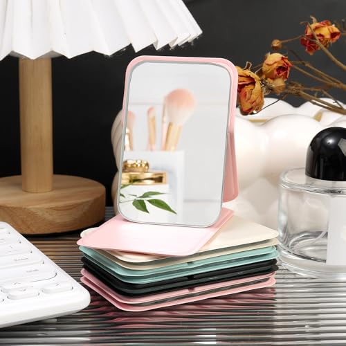 Espejo de maquillaje de mano portátil plegable rosa miniatura 5