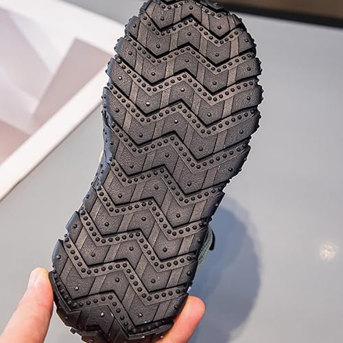 Childrens Chunky Sole Slip On Booties with Lace-Up Kids Boys Fuzzy Fleece Lined Warm Short Boots Winter Outdoor Shoes4