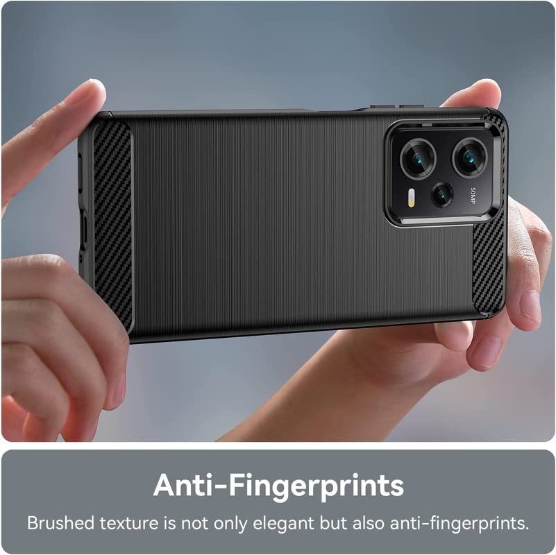 Image of NPRC Hybrid Ultra Slim Protective Case TPU Non-Slip Carbon Fiber Texture Shockproof Case Cover for Redmi Note 12 Pro Plus - Black