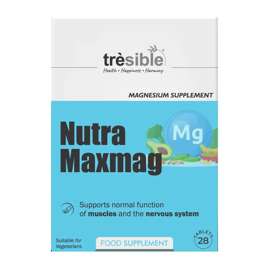 Trèsible High Strength Magnesium Supplement | Nutra Maxmag 28 Tablets | Muscle & Bone Health, Nerve Function & Energy Support | Vegetarian, Gluten Free, Halal | No Synthetic Binders or Coating