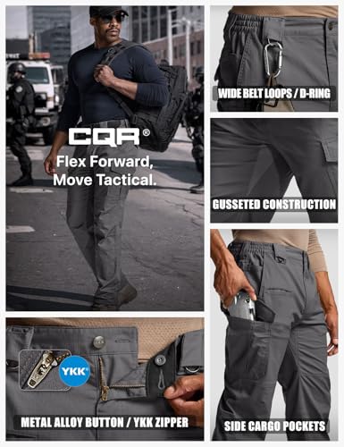 Image of CQR Men's Flex Stretch Tactical Pants, Water Resistant Ripstop Cargo Pants, Lightweight EDC Outdoor Work Hiking Pants