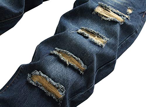 Men's Slim-fit Stretch Denim Jeans Featuring a Ripped Stretch Regular Pants. Suitable for Fashion outings, Business Negotiations, Holiday Parties, and Outdoor Trips. Easy to Match with Various Tops.3