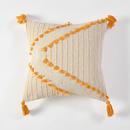 Image of TIB Premium Boho Decorative Throw Cushion Covers, 16 x 16 cm, Set of 2, Cotton. (Golden Triangle)
