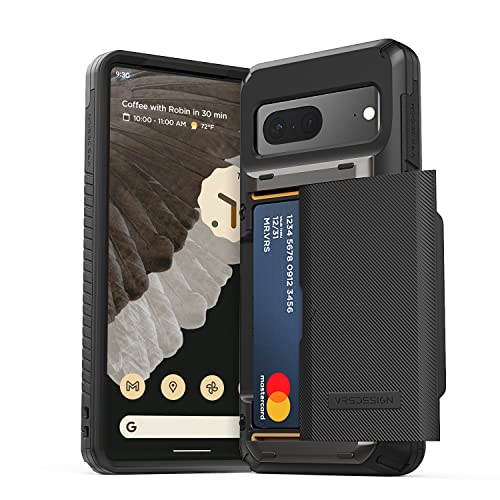 VRS DESIGN Damda Glide Pro Phone Case for Pixel 7 Sturdy Semi Auto Card Wallet [4 Cards] Case Compatible for Pixel 7 Case (2022) Black
