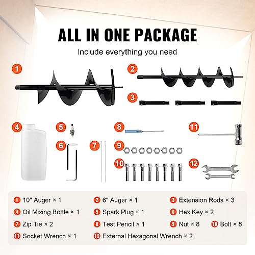 Vevor POST HOLE DIGGER52 Hole Digger, 52Cc 1450W Auger Post Hole Digger, Gas Powered Earth Digger thumb #5