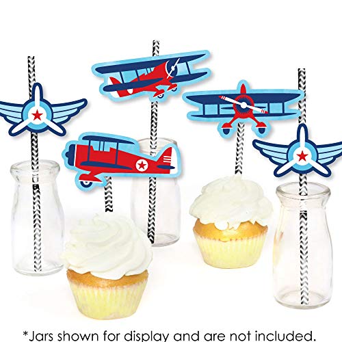 Decoración con Pitillos de Papel Temática Avión - Set 24 miniatura 4