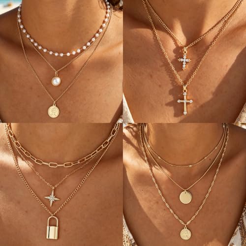 Image of 17 MILE 78 Pieces Gold Jewelry Set for Women, 9 Necklace, 24 Bangle Bracelet, 22 Earrings, 23 Knuckle Rings Gold Plated Jewerly set for Women Gift