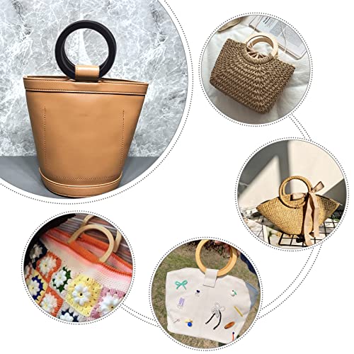 WADORN 2pcs Wooden Bag Handles Wooden Handbag Handle Purse Handles Replacement DIY Bag Making Accessory for Beach Bag Straw Bag Canvas Bag Crochet Bag - Image 4