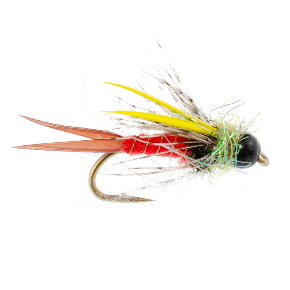 The Fly Fishing Place Tungsten Bead Head Nicks Prince Special Nymph Fly Fishing Flies - Set of 6 Flies Hook Size 16