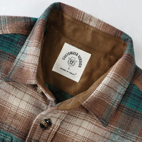 Image of Dubinik Mens Shacket Flannel Shirt for Men Lightweight Jacket Casual Plaid Coat with Warm Lining Long Sleeve Button