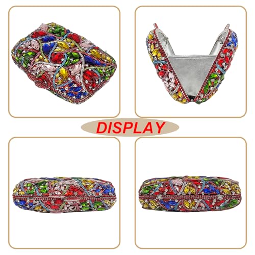 Image of Colorful Crystal Clutch Box Handbag Women Sparkling Evening Bags for Wedding Party Prom Purse