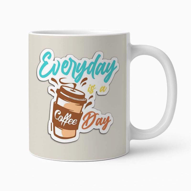 Image of Everyday is a Coffee Day Funky Retro Style Coffee Cup Mug with Bold Lettering and a Splashy Design, Giftfor Coffee Enthusiasts and Drink Lovers