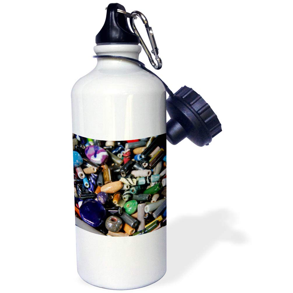 3dRose Kazuri bead factory crafts Nairobi Kenya AF21 KWI0076 Kymri Wilt Sports Water Bottle 21 oz White
