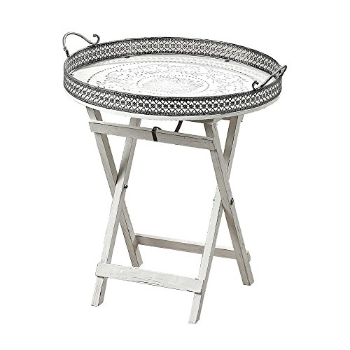 Grafelstein Furniture ? Side Table ? Felina ? White with Grey Ornament/Bedside Table/Shabby Chic/Country House