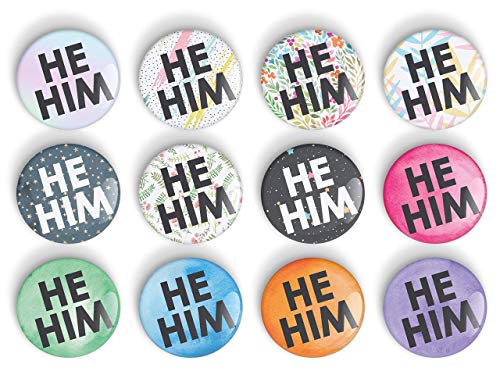 1 x Pronombre HE HIM botón de insignia o imán de nevera, LGBTQ+ LGBT