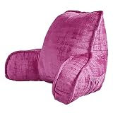 BYTIDE Art Velvet Assembly Needed DIY Backrest Reading Bed Rest Pillow with Arms and Pockets for Sit