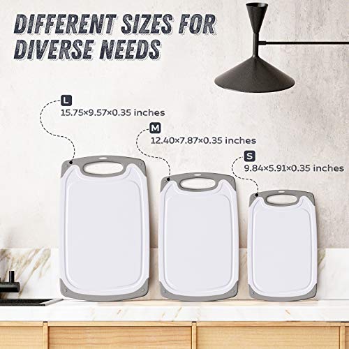 Ligttle Plastic Cutting Board Set of 3, BPA Free Kitchen Cutting Boards with Juice Grooves and Easy Grip Handle, Dishwasher Safe & Non-Porous - Thumbnail 6