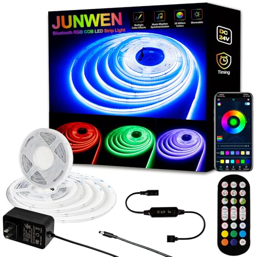 Image of RGB COB LED Strip Light 20ft /6m, DC24V Dimmable Smart App Control Strip Lights, Music Rhythm Synchronization, 16 Million Colors Indoor DIY RGB Led Backlights for TV, PC, Bedroom, Party