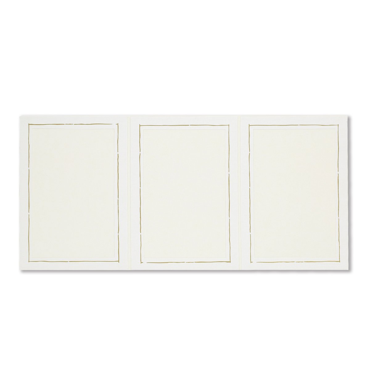 50 Stück weiße 3-er Leporellos mit Goldrand für Bildformat 13 x 18 cm Foto - Portraitmappe Passepartout Leporello Fotomappe Stückpreis 1 €