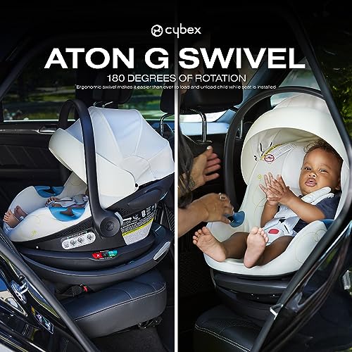 Image of Cybex Aton G Swivel Infant Car Seat with 180-Degree Rotate, Linear Side-Impact Protection, 11-Position Headrest, SensorSafe & Safelock Base, Seashell Beige