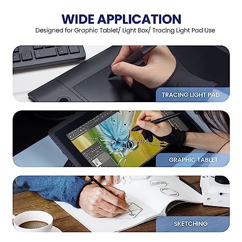 Image of SereneLifeHome SereneLife Two-Finger Glove for Graphics Drawing Tablet-Designed for Graphic Tablet /Light Box /Tracing Light Pad Use|Great Air Permeability and Strong Tensile Resistance,Black