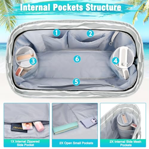 Image of HUANLANG Extra Large Beach Bag Waterproof Beach Totes Bags for Women Men,Pool Bag with Zipper Wet Pocket