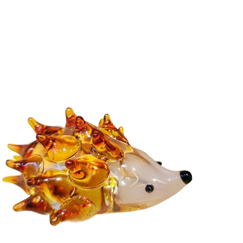 Huffa Brown Handicraft Hedgehog Glass Ornament | Cute Animal Home Decoration | Unique Desktop Statue For Home Decor(Brown)