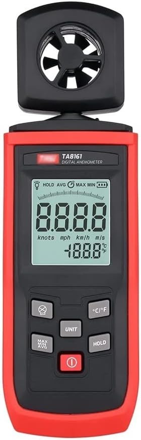 Digital Anemometer,Handheld Wind Speed Meter,Airflow Gauge Measures Wind Velocity Temperature for HVAC CFM,Weather Tester with Wind Chill Backlight
