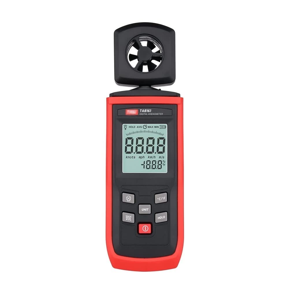 Anémomètre numérique - Débitmètre d'air portable avec USB et Bluetooth - Appareil de mesure CFM pour ventilateur CVC/tir/drone, avec capteur de température du vent, noir