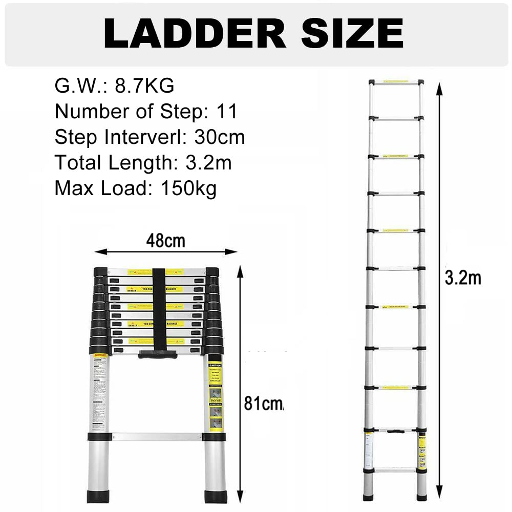 Scala Alluminio 8 Gradini Professionale - Portata 150 Kg, Certificata EN 131, Con Vano Portaoggetti