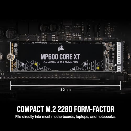 Image of Corsair MP600 CORE XT 2TB M.2 PCIe Gen4 NVMe SSD - Up to 5900MB /s - QLC NAND - M.2 2280 - for PCIe 4.0 Notebooks and Desktops - Black