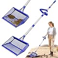 Chicken Poop Scooper & Rake 2-in-1, 304 Stainless Steel Shovel Head - 2X Waste Removal, Easy Clean Anti-Rust Litter Sifting Scoop, Cattle Pen & Beach Sand | Back-Knee Friendly Chicken Coop Accessories
