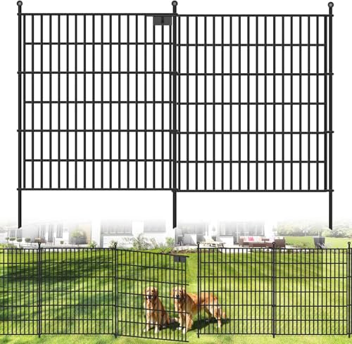 Image of Toolterritary 10 Panels No Dig Garden Fence with Gate, 40 in(H) X 24.2 ft(L) Metal Fence Panels, Thickened Rustproof Garden Fencing, Animal Barrier Fence for for Dogs, Rabbits, Landscape, Patio