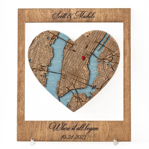 Mur Wood Home Where It All Began Map - 3D Custom Location Or City Wooden Wall Art For Couples