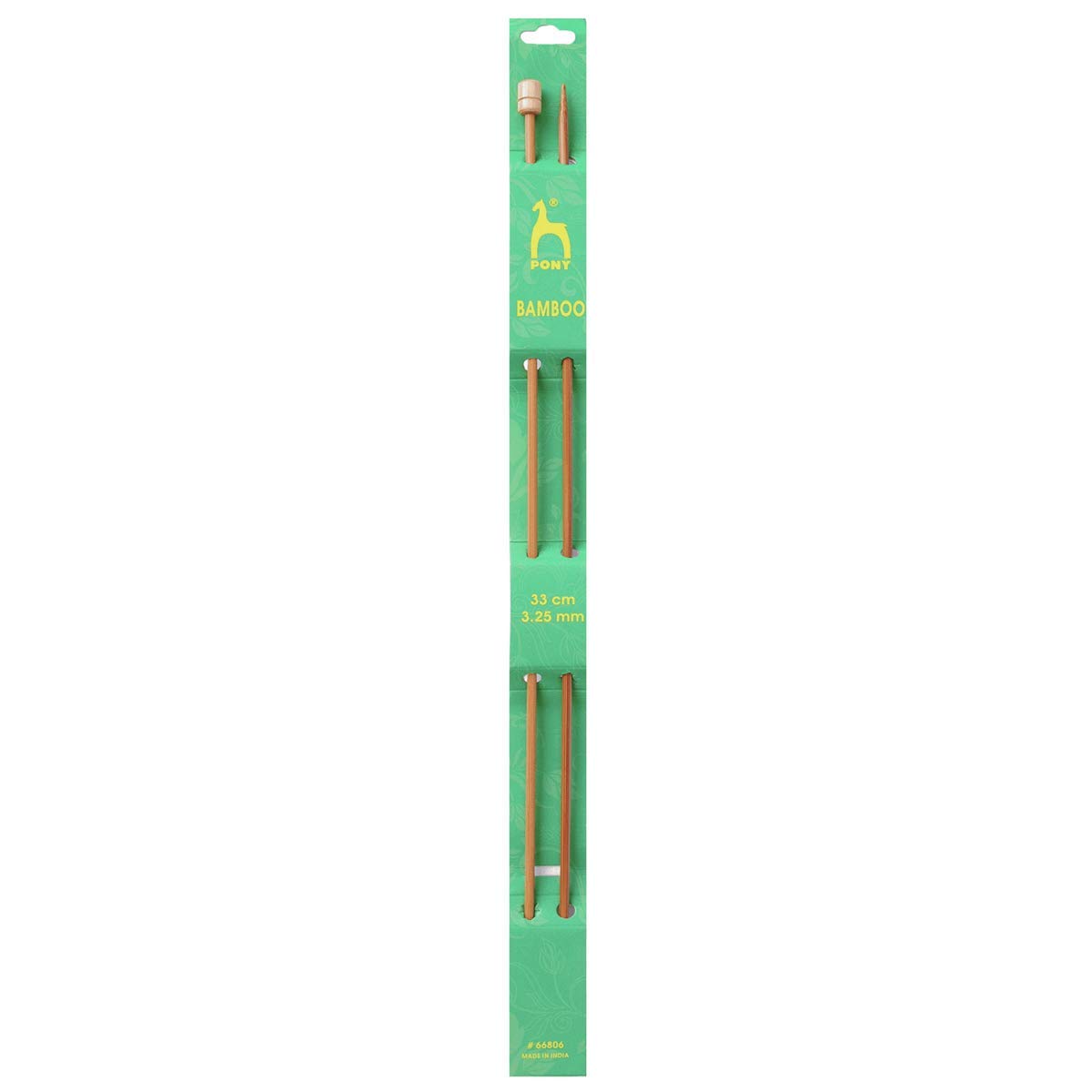 Pony Single Ended Bamboo Knitting Pins, Multi-Colour, 3.25mm