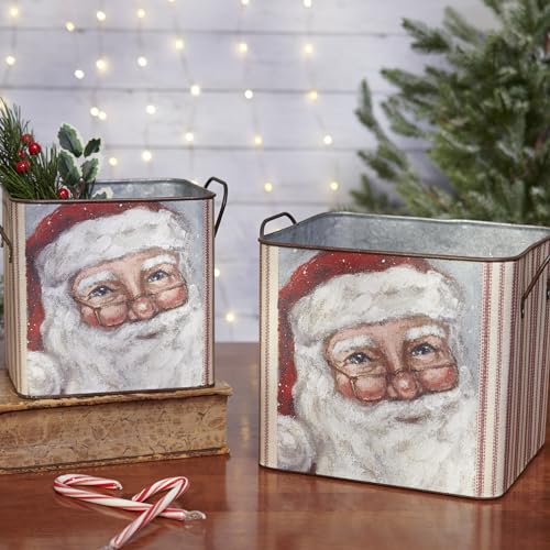 Primitives-by-Kathy-Merry-Santa-Bin-Set-of-2 Primitives by Kathy Merry Santa Bin Set of 2