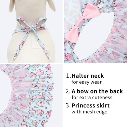 Image of CuteBone One Piece Dog Bikini Swimsuit Dress - Puppy Bathing Suit Costume for Small Dogs - Comfortable & Stylish Pet Clothes for Summer Pool, Beach & Play LTDB14XXS