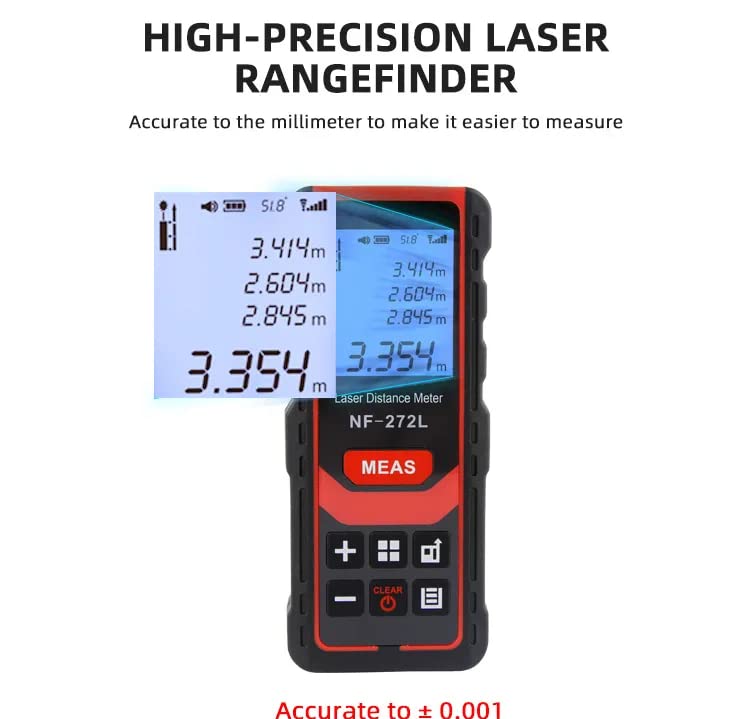 Laser Distance Meter NF-272L 60/80/100M Infrared Rangefinders Indoor Area Measuring Tool Handheld Laser Distance Meter