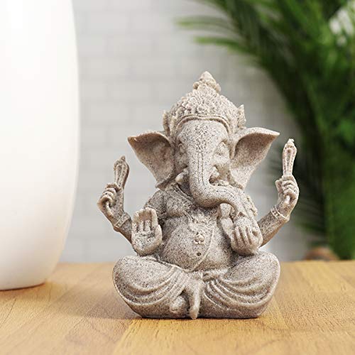 Estátua de Elefante Deus feita à mão com escultura Buda Ganesha em arenito SUPVOX