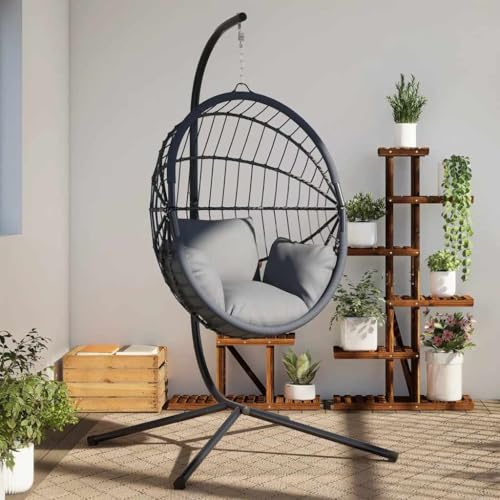 Lauuoeriau Furniture Item Home - Soporte colgante para silla de huevo, acero antracita, muebles