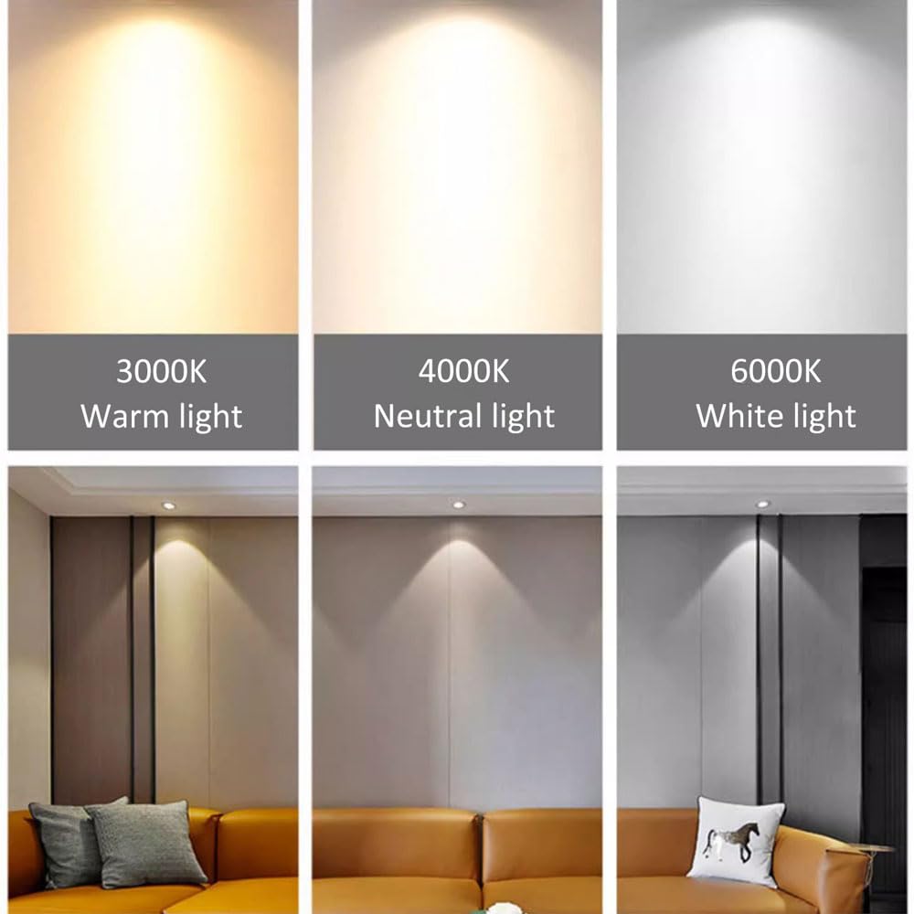 Paquete De 15 Focos Led Empotrables COB De Ángulo Ajustable De 3W/7W/15W/25W, Focos Led Empotrables Profundos Antideslumbrantes para Techo De Sala De Estar, 3000K/4000K/6,6000k-25W