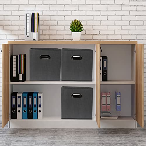Yunkeeeper Storage Bins Cubes, Fabric Cube Organizer With Handle, Foldable Cube Bins For Cloth Or Accessary Storage, 11X11X11, Set Of 3,(Gray) #TOP5
