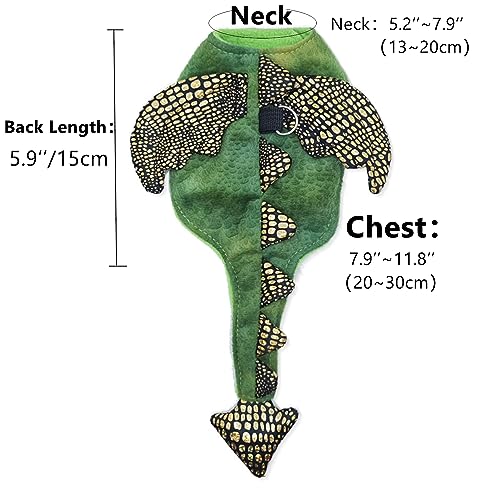 Image of Bearded Dragon Harness Leash Set - Halloween Costume Adjustable Lizard Dinosaur Leash Harness with Wing Outdoor Walking Lead Control Rope for Bearded Dragon Reptiles Small Animals (S,Green)