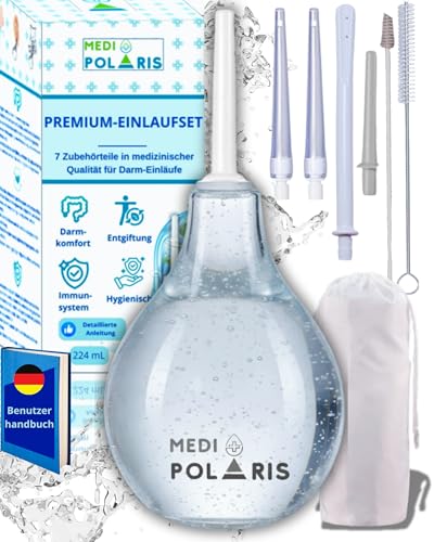 MEDIPOLARIS | Intimdusche einlaufbirne Set 224 ml 7 Zubehörteile Medizinprodukt Kl. 1 Premium Qualität Intim Klistierbirne darmeinlauf Klistierspritze