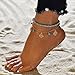 Produktbild Jovono Boho Blau Türkis Fußkettchen Mehrschichtige Perlen Blume Fußkettchen Armbänder Strand Fuß Schmuck für Frauen und Mädchen